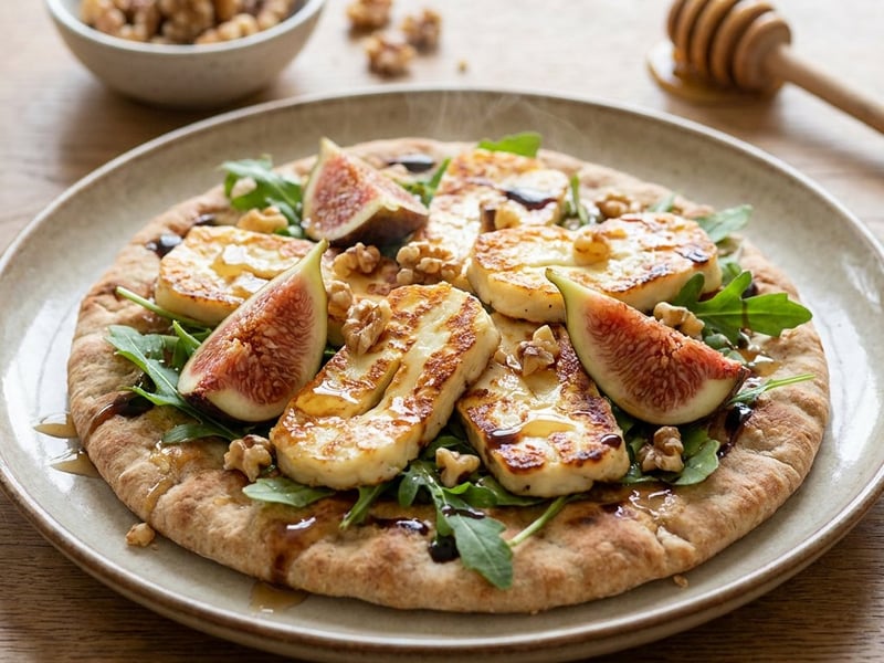 Halloumi, fig and honey flatbread | Street food