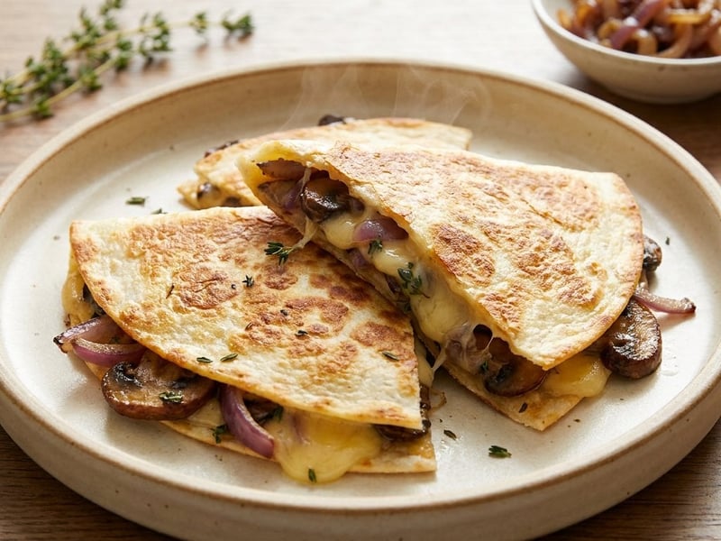 Quesadilla with Caramelized Mushrooms and Gouda Cheese | Quick Dinner
