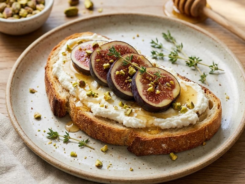 Tartine cu ricotta, smochine și miere | Gustare rafinată