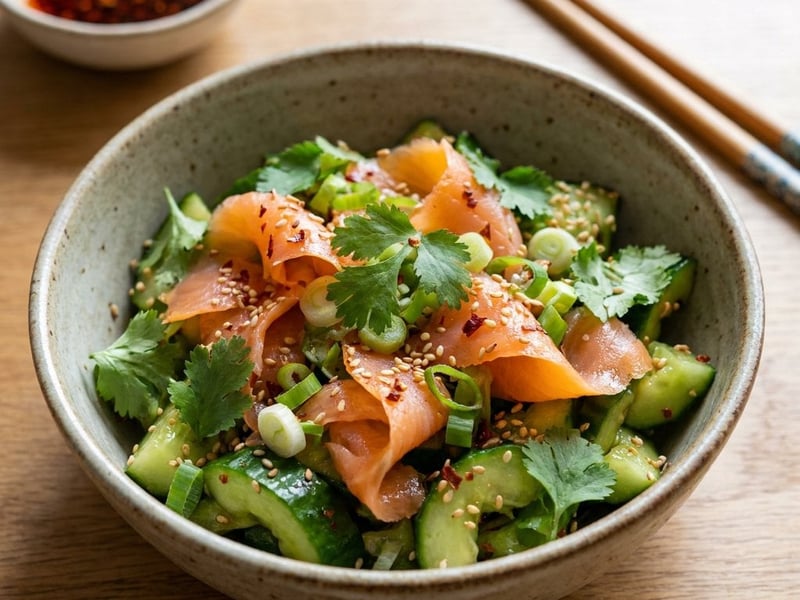 Smashed cucumber salad with salmon | Refreshing lunch