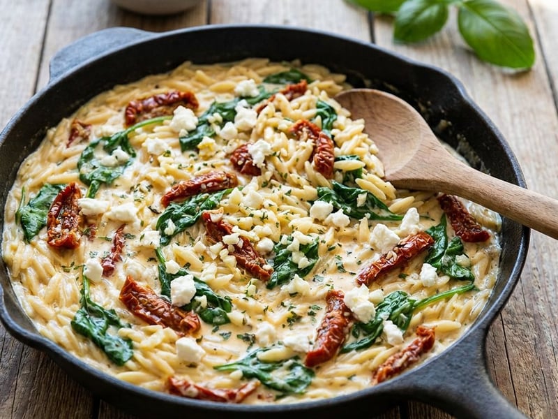 Orzo cu roșii uscate și feta | Prânz de vară
