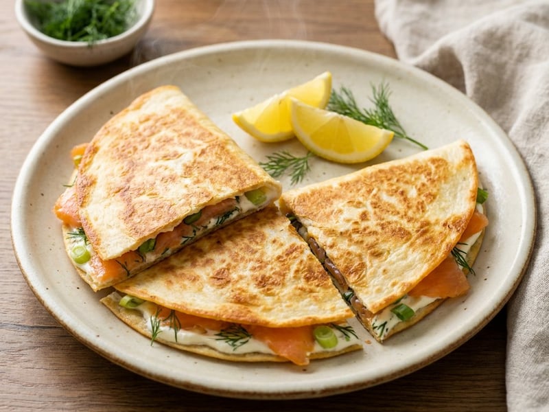 Quesadilla cu somon afumat, cremă de brânză și mărar | Cină rapidă