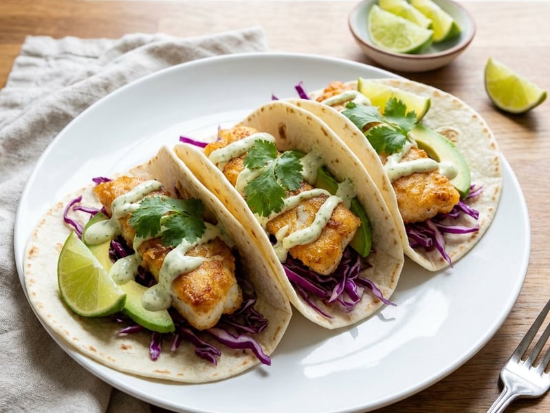 Tacos cu pește crocant și sos de lime | Cină rapidă