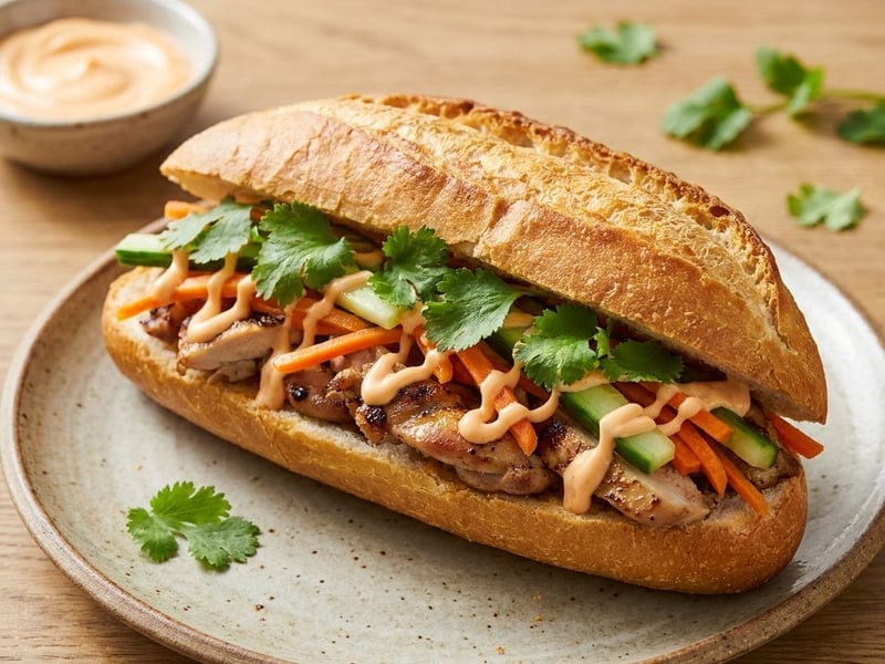 Bánh Mì cu pui și legume murate | Street food vietnamez