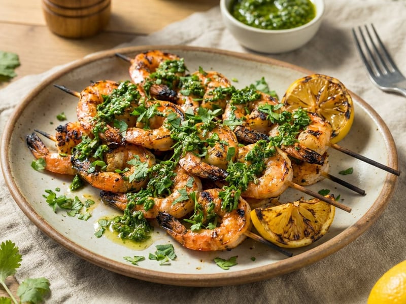 Frigărui de creveți cu sos chimichurri | Grătar de vară