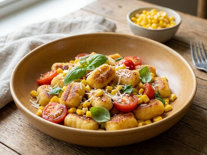 Gnocchi crocanți cu porumb dulce și roșii | Cină rapidă