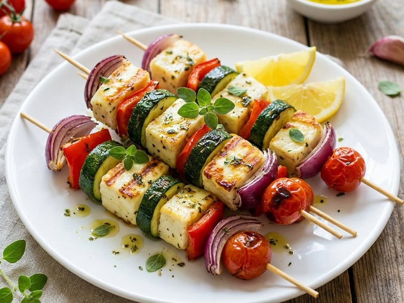Frigărui de halloumi cu legume | Cină de vară la grătar