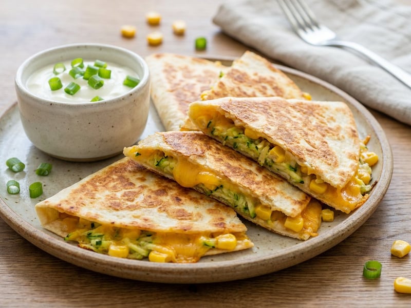 Quesadilla cu dovlecei și porumb dulce | Cină rapidă