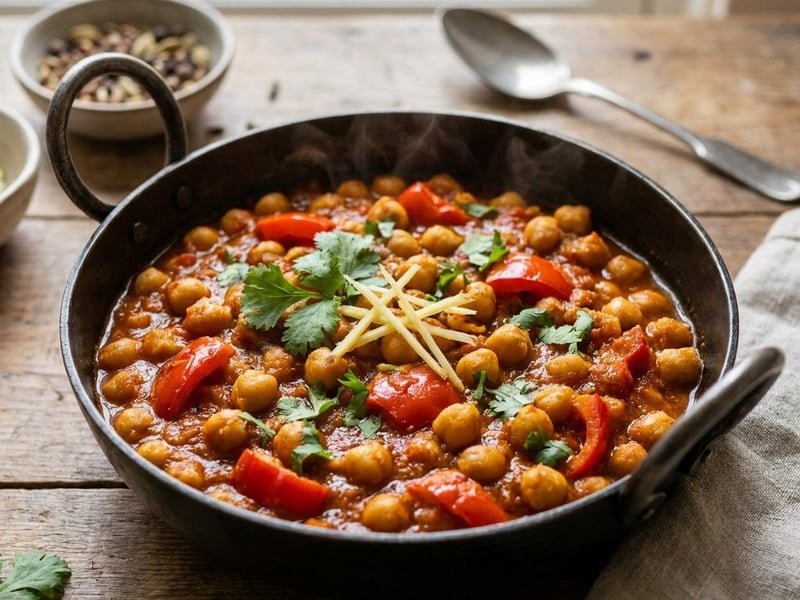 Kadai Chana | Curry indian aromat de năut cu ardei