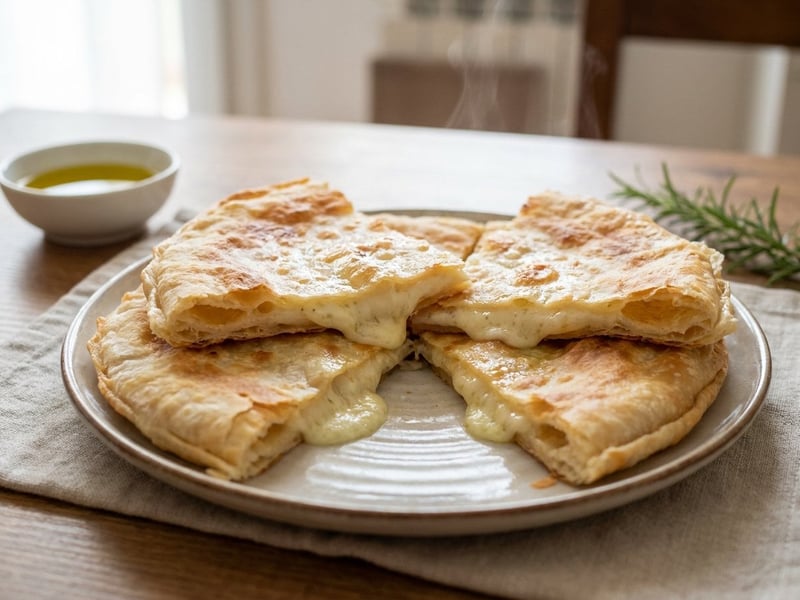 Focaccia di Recco cu brânză | Flatbread italian crocant