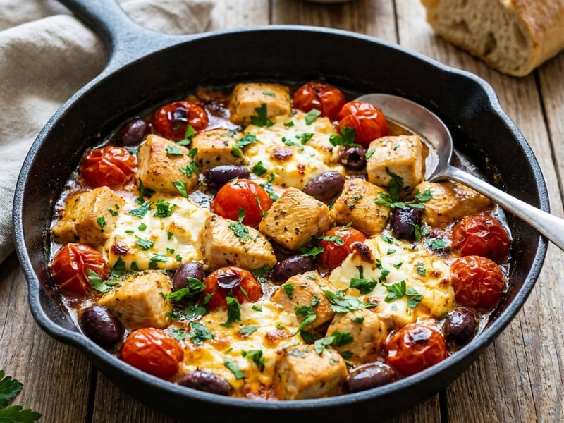 Chicken Saganaki with feta and olives | Quick Greek dinner