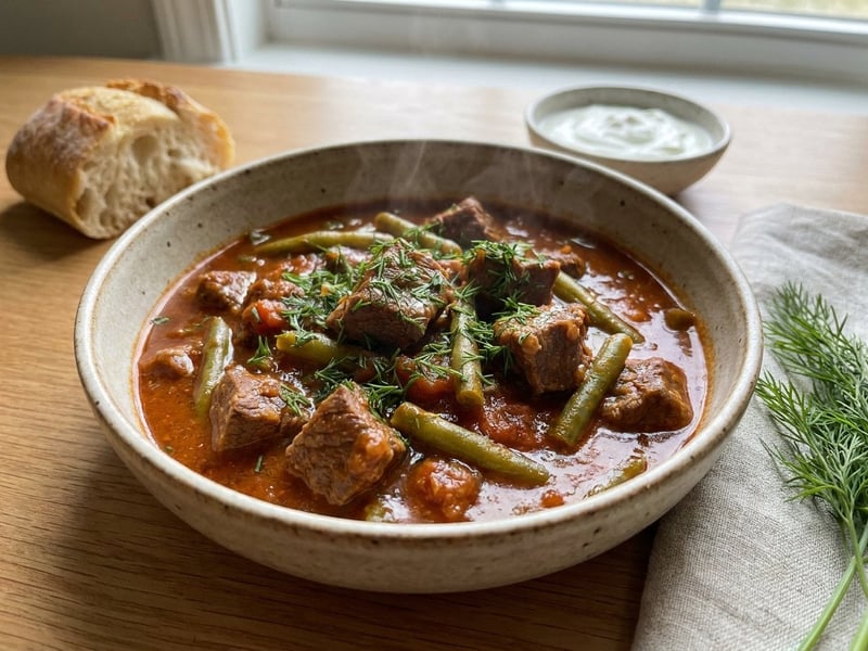 Mâncare de fasole verde cu carne de vită | Clasic românesc