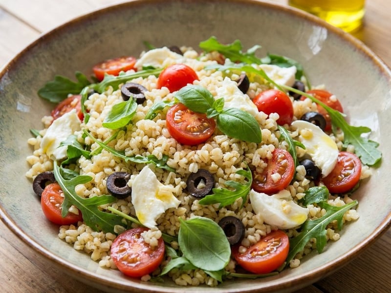 Salată italiană de bulgur cu mozzarella | Prânz de vară