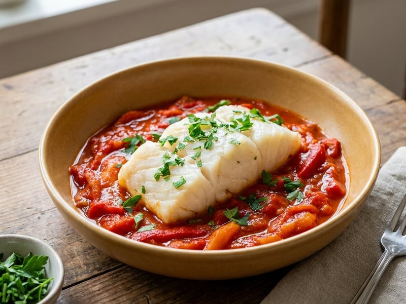 Cod în sos Vizcaína | Deliciu basc aromat și suculent