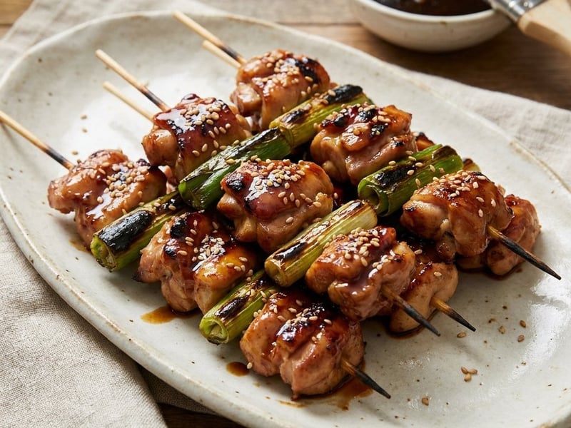 Frigărui japoneze Yakitori de pui | Street food suculent