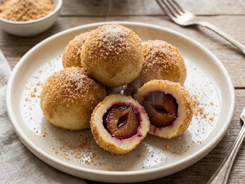 Traditional Plum Dumplings | Fluffy Cinnamon Dumplings