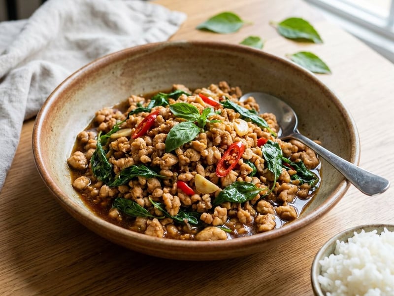 Chicken Pad Krapow in Wok | 15-Minute Asian Dinner