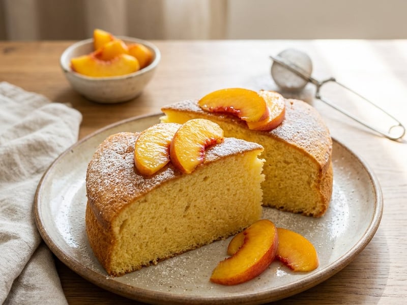 Peach Sponge Cake | Fluffy and Aromatic Summer Dessert