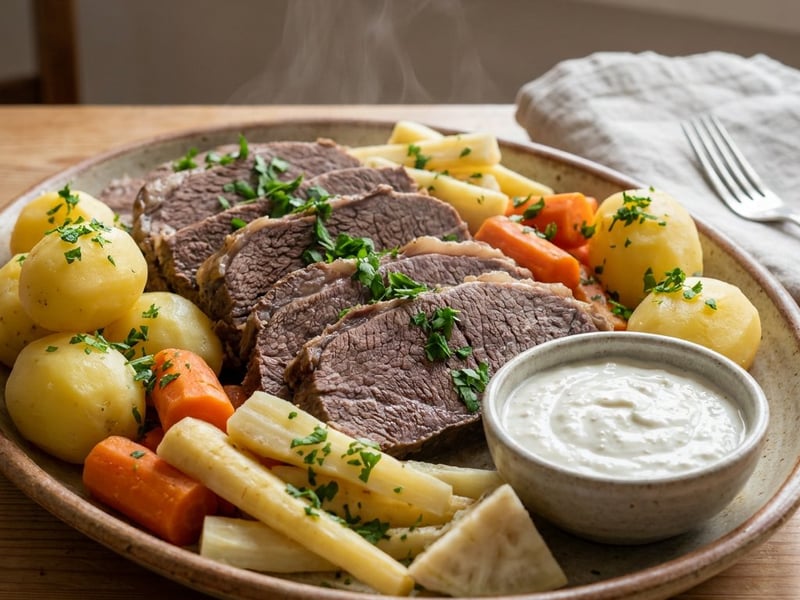 Boiled Beef with Horseradish Sauce | Tender Romanian Classic