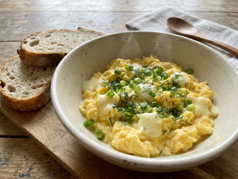 Country-style scrambled eggs with burduf cheese | Quick breakfast