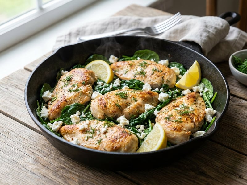 Greek chicken with spinach and feta | Quick dinner