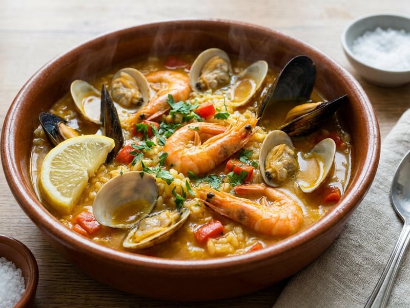 Arroz caldoso marinero | Brothy Spanish Rice with Shrimp