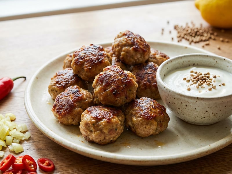 Meatballs with coriander sauce (dip)
