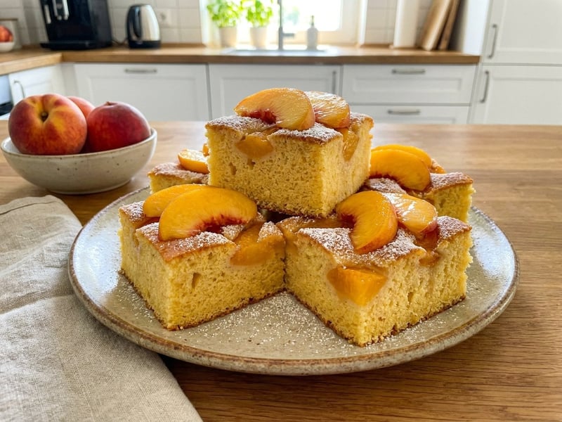 Peach sponge cake | Fluffy traditional dessert