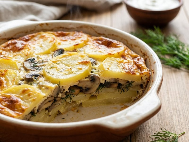 Potato and Mushroom Moussaka | Baked Traditional Style