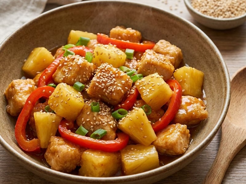 Sweet and sour chicken with pineapple in a wok | 20-minute dinner