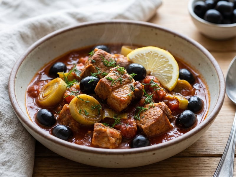 Pork Stew with Leek and Olives | Dobrogean Tradition