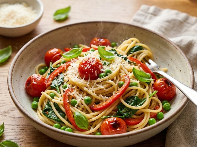 Spaghetti Primavera with Crunchy Vegetables | Quick Dinner