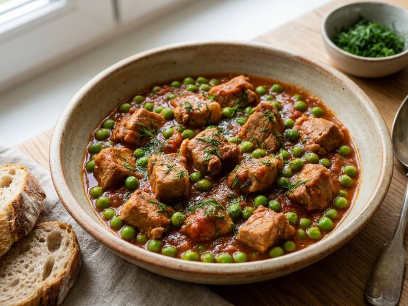 Pork and pea stew | Tender Romanian classic
