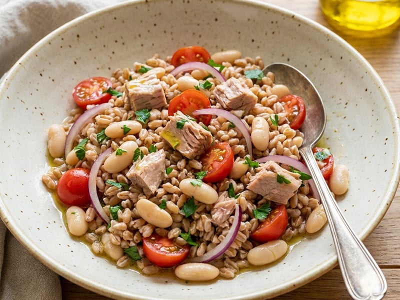 Tuscan Farro Salad with Tuna | Hearty Lunch