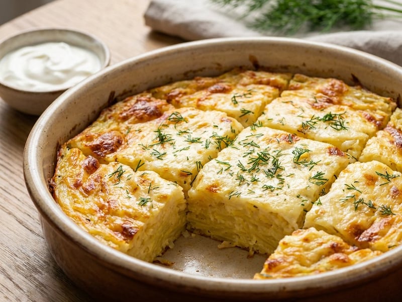 Grated Potato Pie with Telemea Cheese | Golden and Flavorful