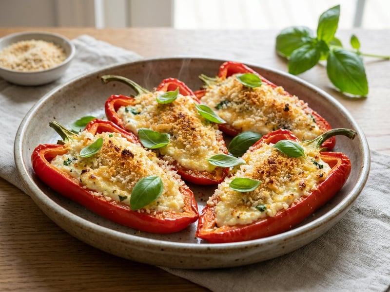 Oven-Baked Gratin Peppers with Ricotta | Mediterranean Delight