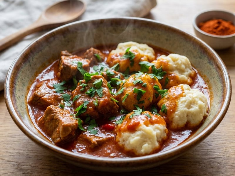 Tocăniță ardelenească de porc cu găluște | Fragedă și aromată
