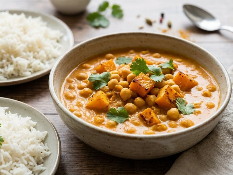 Curry indian de năut și dovleac | Rețetă cremoasă de toamnă