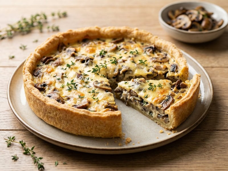 Tartă cu brânză Emmental și ciuperci | Aromă rustică
