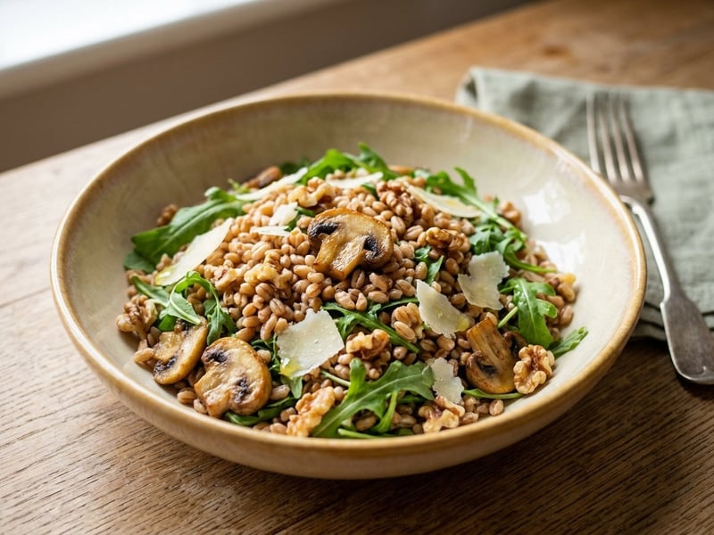 Salată toscană de farro cu ciuperci | Prânz de toamnă