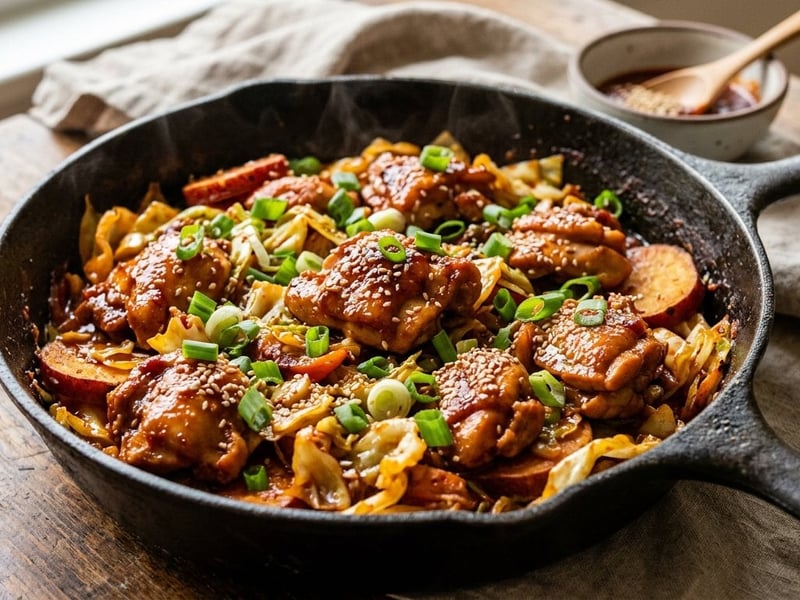 Dakgalbi cu pui și varză | Street food coreean picant