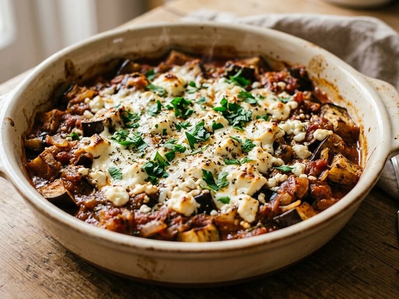 Vinete Saganaki la cuptor | Aromă grecească cu feta