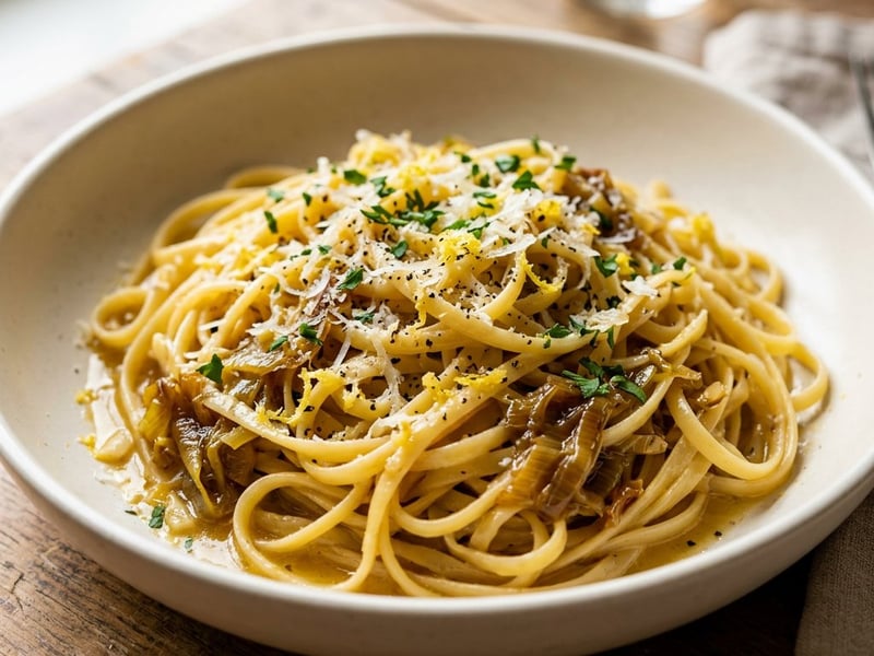Linguine with Caramelized Leek and Lemon | Taste of Italy