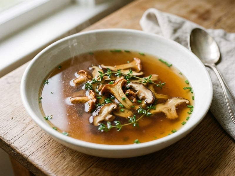 Consommé franțuzesc de ciuperci | Rafinat și aromat