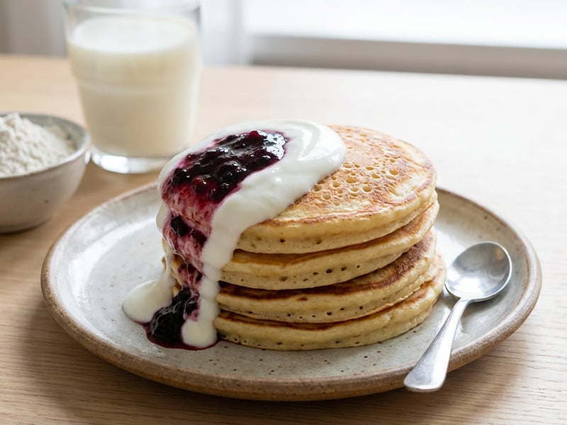 Fluffy Yogurt Pancakes (No Yeast)