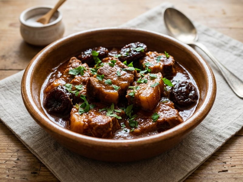 Tocană de porc cu prune uscate | Dulce-acrișoară și fragedă