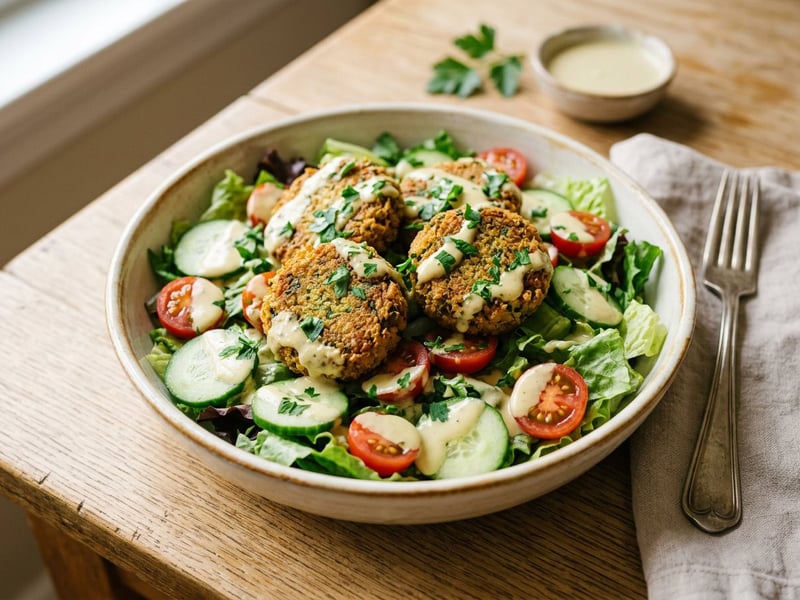 Salată libaneză cu falafel | Prânz oriental sățios