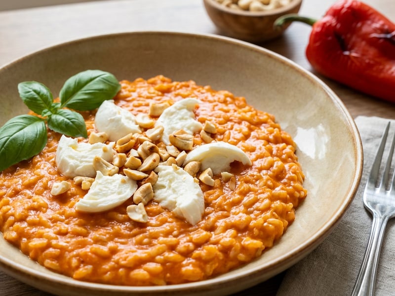Risotto with Roasted Peppers and Mozzarella