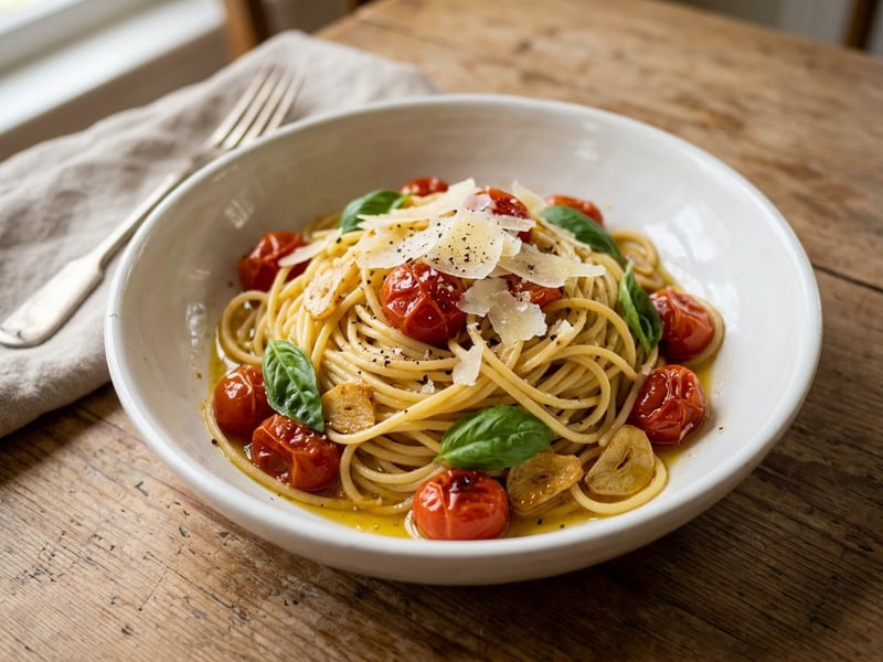 Spaghetti with Confit Cherry Tomatoes | Italian Classic