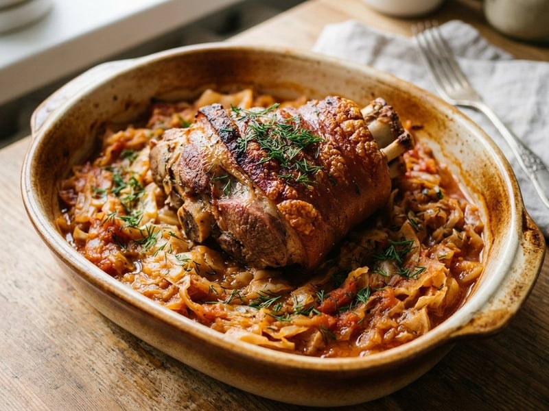 Braised Cabbage with Smoked Pork Knuckle | Tradition and Flavor